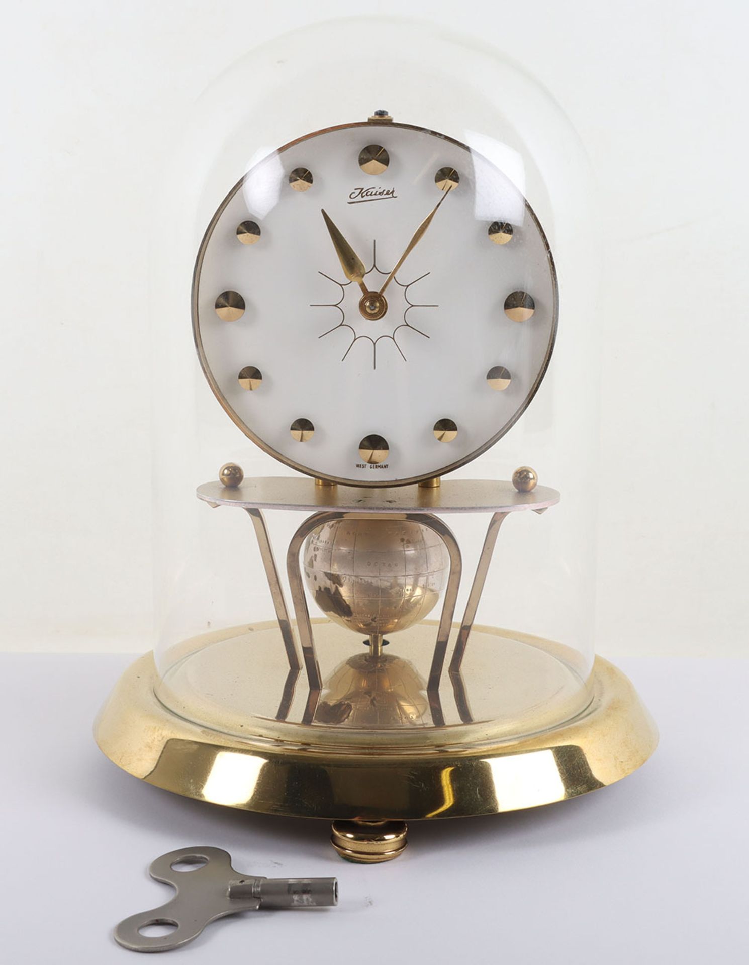 Kaiser Globe Torsion Clock, circ 1954, rare earth pendulum