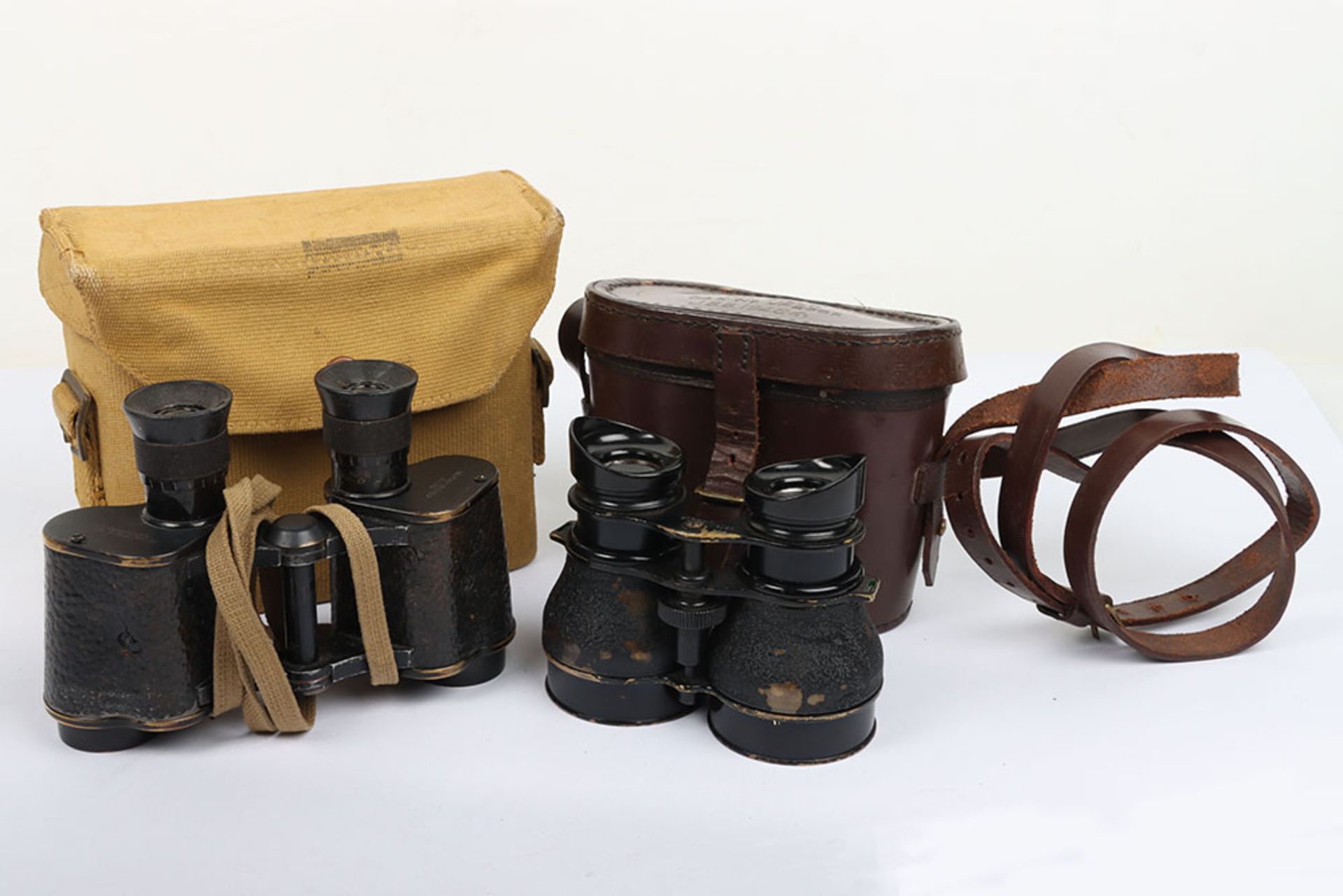 Pair of WW2 British Officers Binoculars in Webbing Carry Case