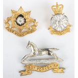 3x Yorkshire Regiments Officers Cap Badges
