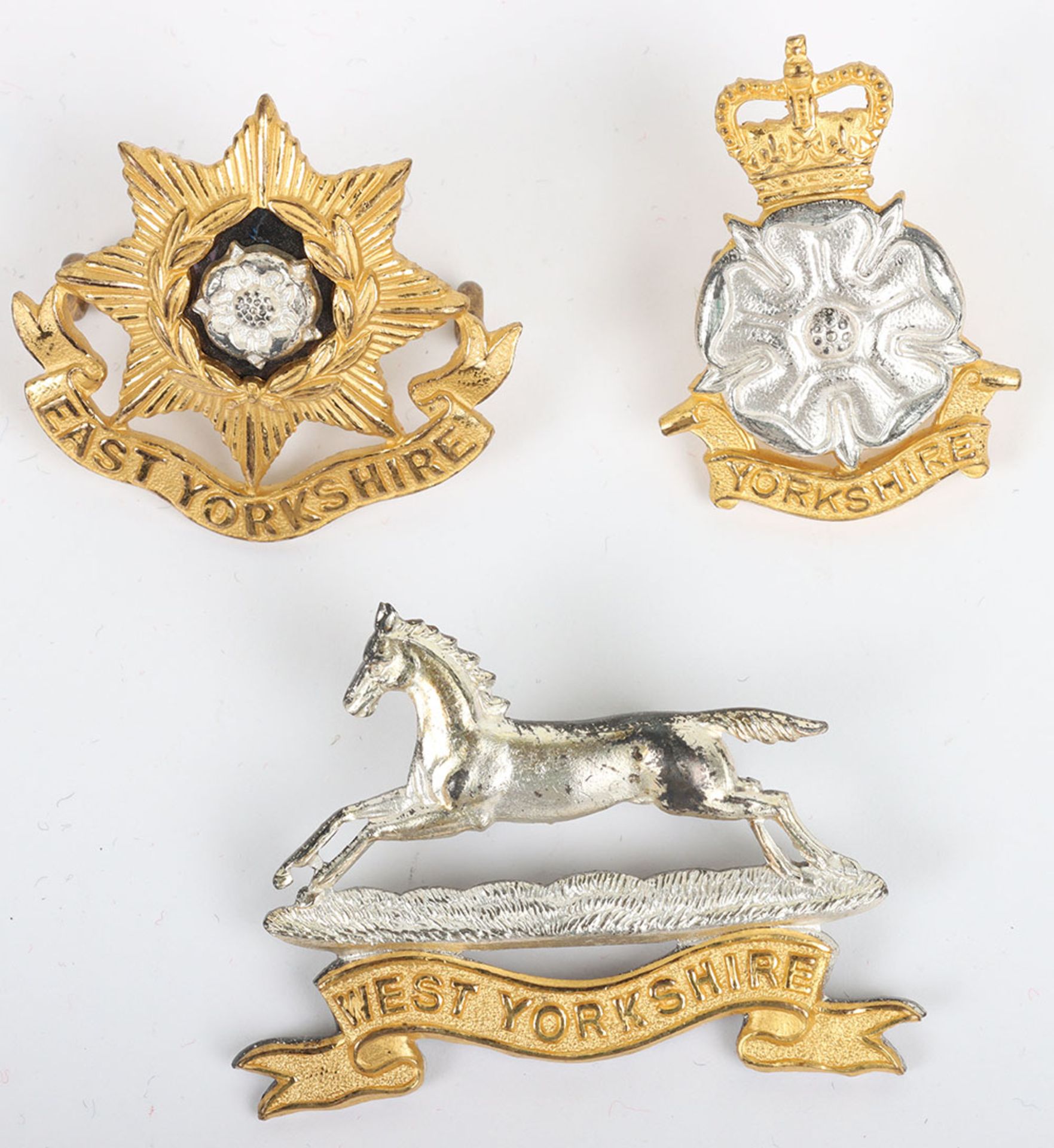 3x Yorkshire Regiments Officers Cap Badges