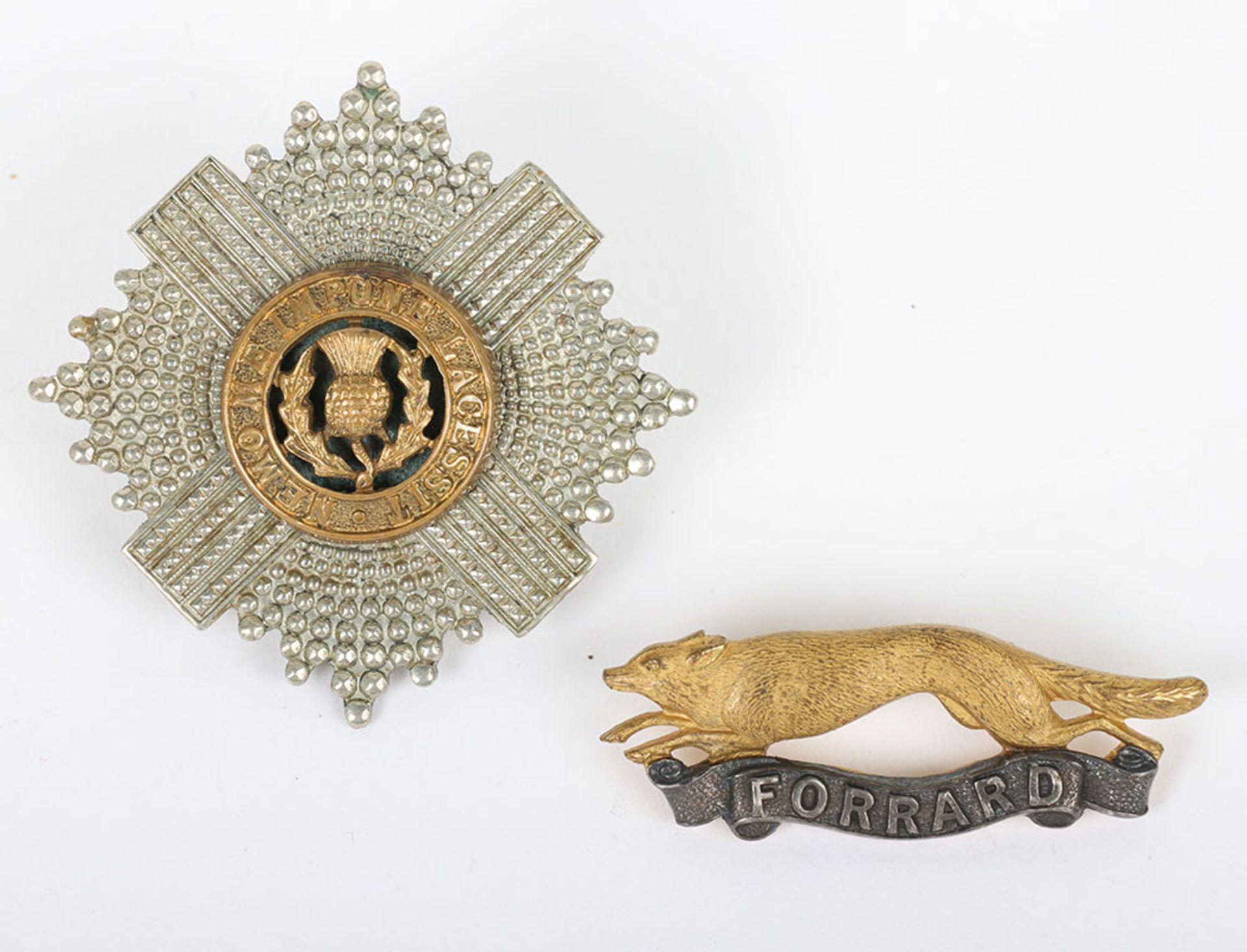 Officers silver & gilt cap badges to the Scots Guards & the East Riding Yeomanry