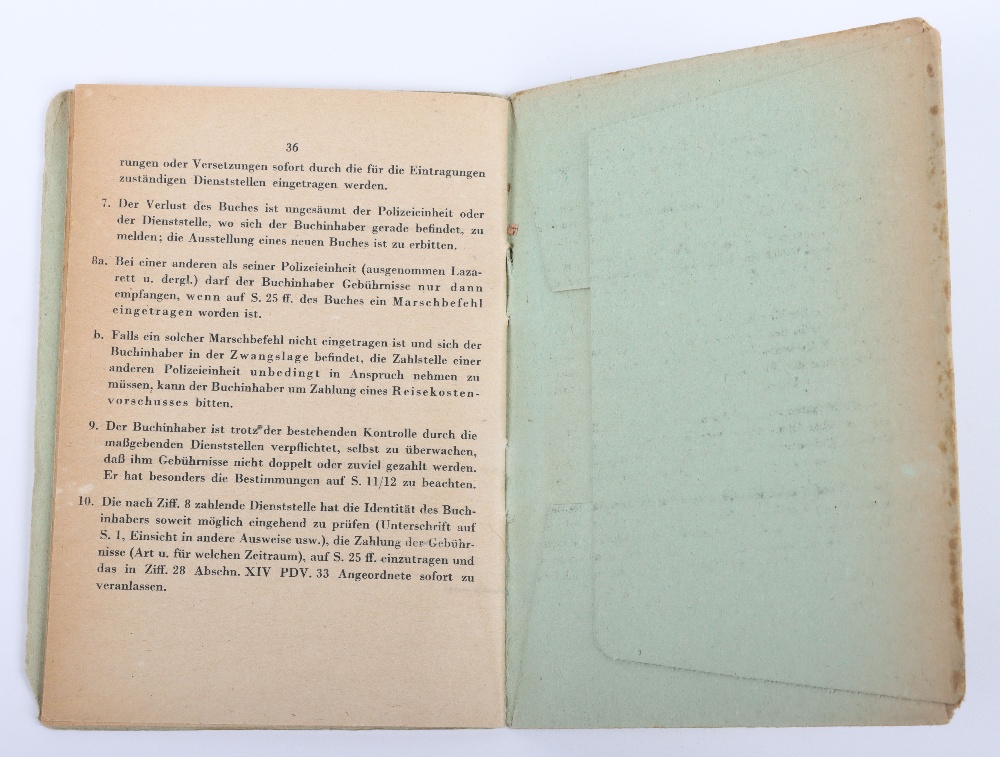 WW2 German Police Soldbuch / ID book to Fritz Bohn, Polizei Reserve Hamburg 1944 - Image 8 of 8