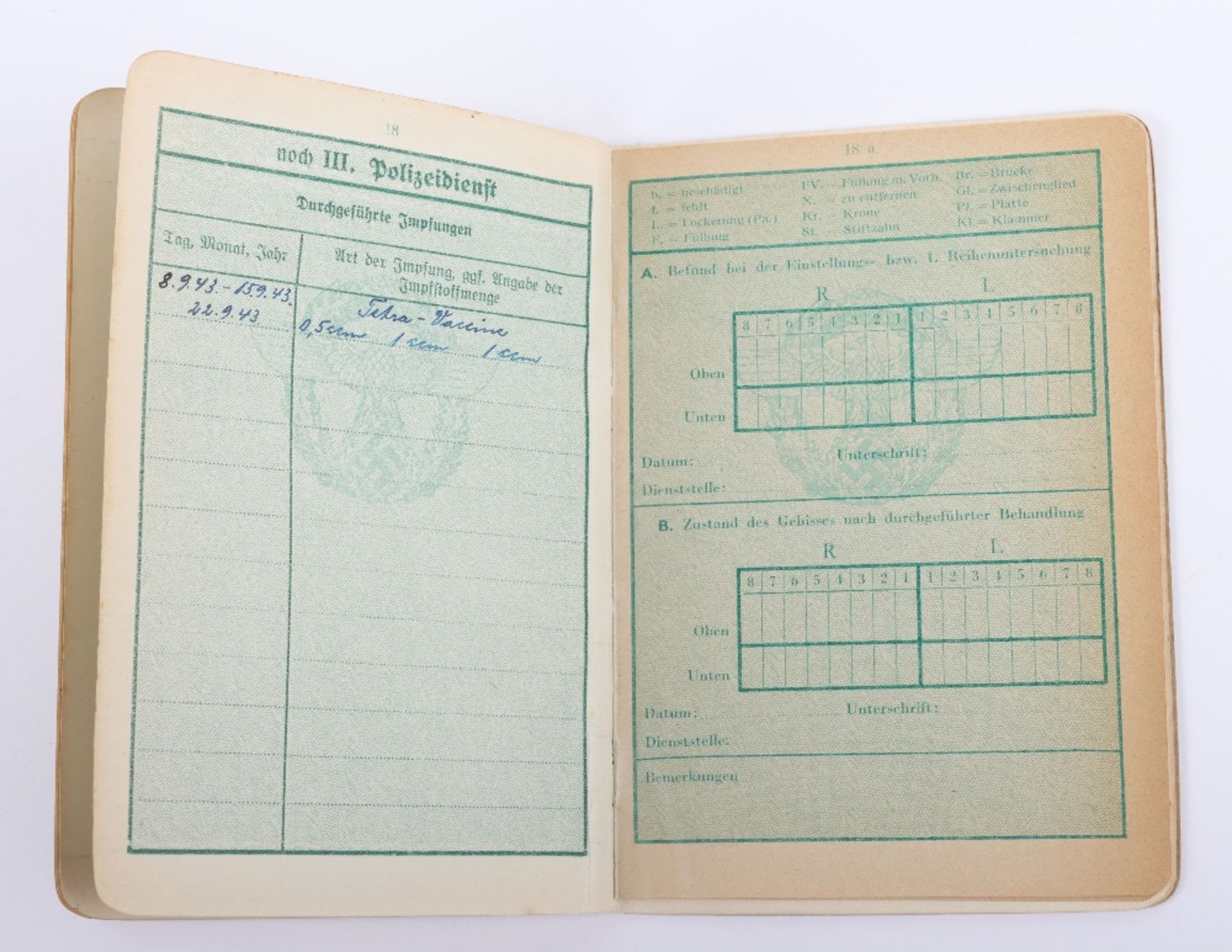 WW2 German Police service book / Polizei Dienstpass toL. Fiedler, Hamburg 1942 - Image 9 of 11