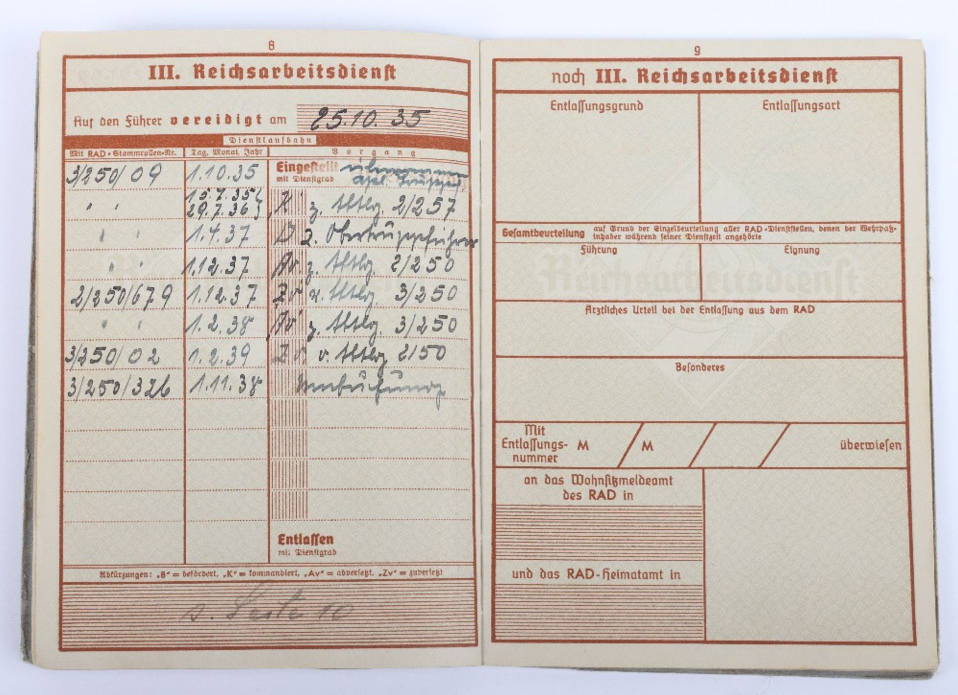 WW2 German Wehrpass to Gefreiter W. Servant, Inf. Reg. 506. KIA Russia 1942 - Image 10 of 22