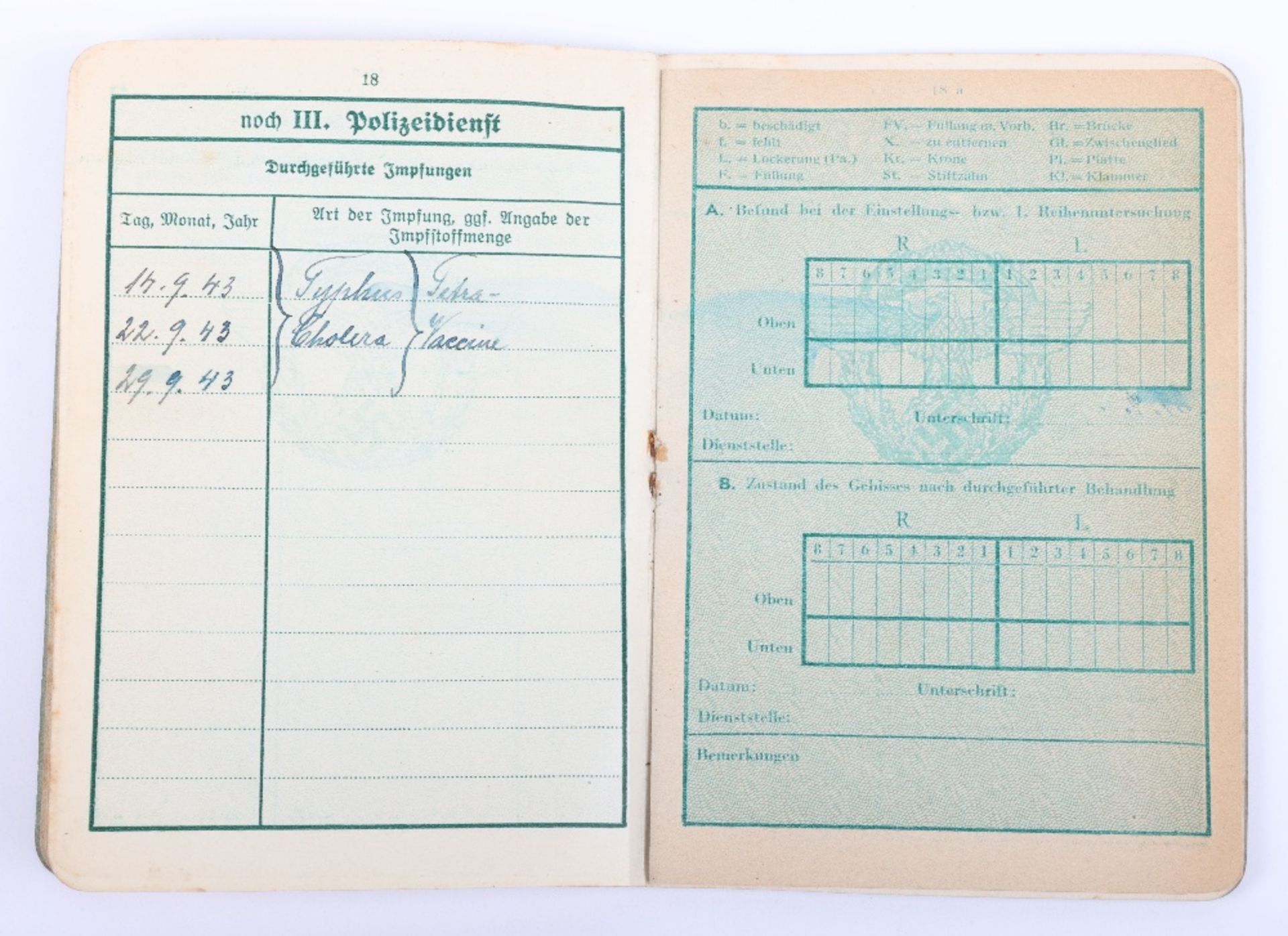 WW2 German Police service book / Polizei Dienstpass to E. Hillenbrand. Polizei Reserve Hamburg 1941 - Image 10 of 13