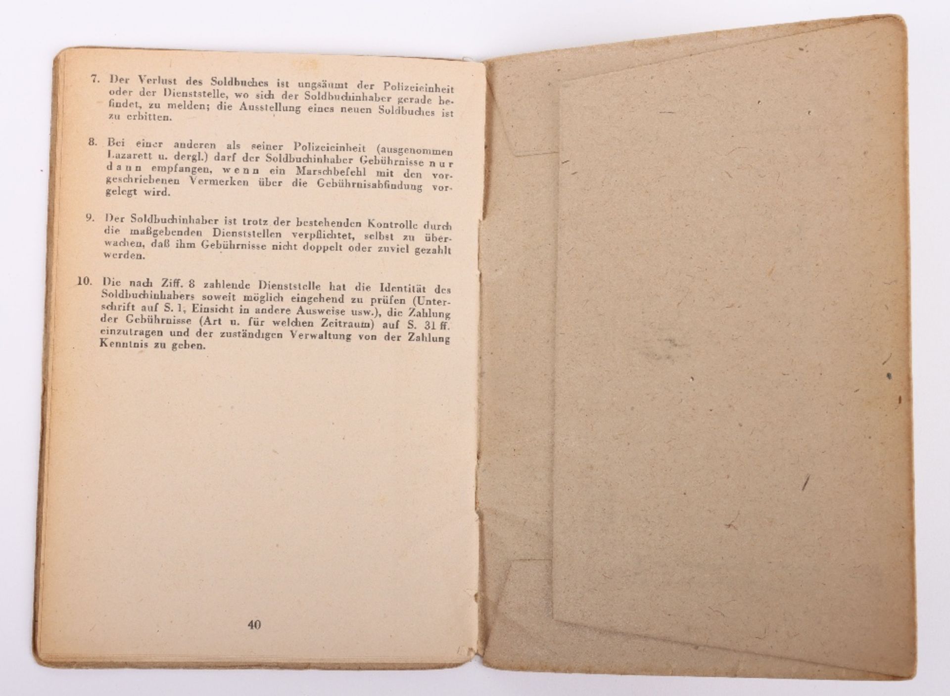 WW2 German SS-Polizei Soldbuch to Oberwachmeister der Reserve Hermann Böhrs 1944 issue Kommando der - Bild 5 aus 8