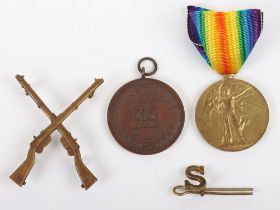 A Great War Victory medal with marksman Regimental prize medal to the East Kent Regiment