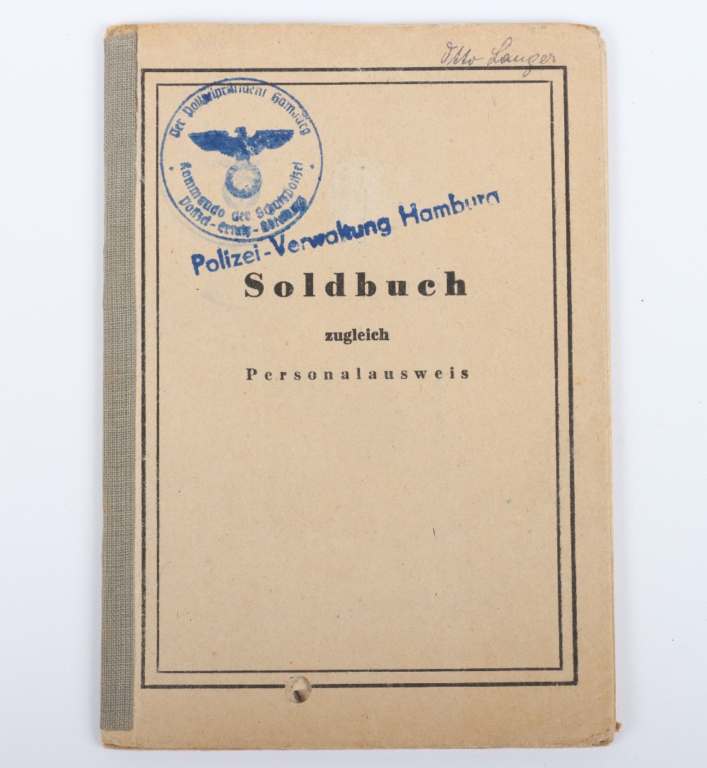 WW2 German SS-Polizei Soldbuch to Wachmeister der Reserve Otto Langer. Late, 1945 issue, Schutzpoliz - Image 13 of 13