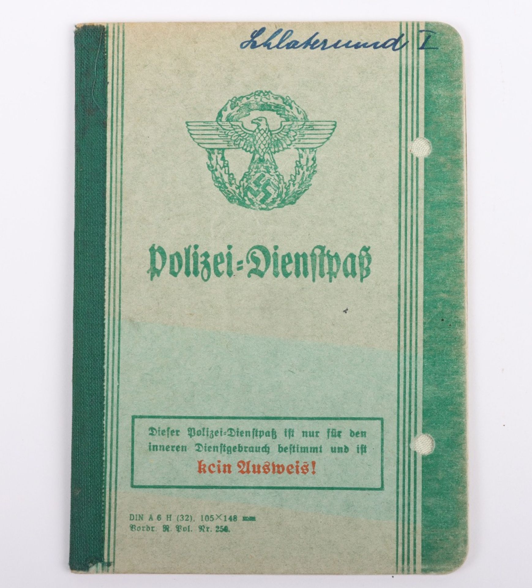 WW2 German Police service book / Polizei Dienstpass to Willy Schlatermund, Polizei Reserve Hamburg 1 - Bild 2 aus 10