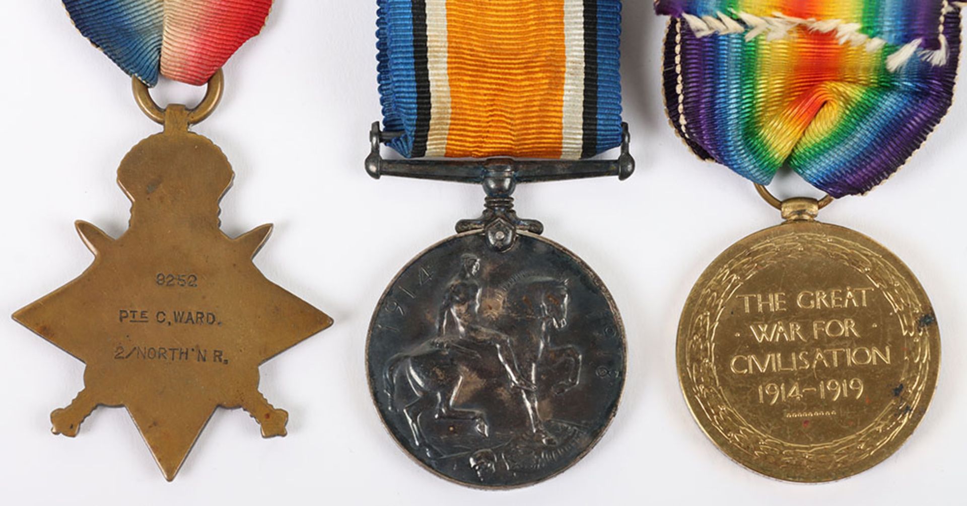 A Great War 1914 Star medal trio to the 2nd Battalion Northamptonshire Regiment - Image 5 of 5