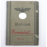 WW2 German Wehrpass to Stabsfeldwebel Eduard Prochnow, Aufklärer Abteilung 20, 20. Infanterie Divis