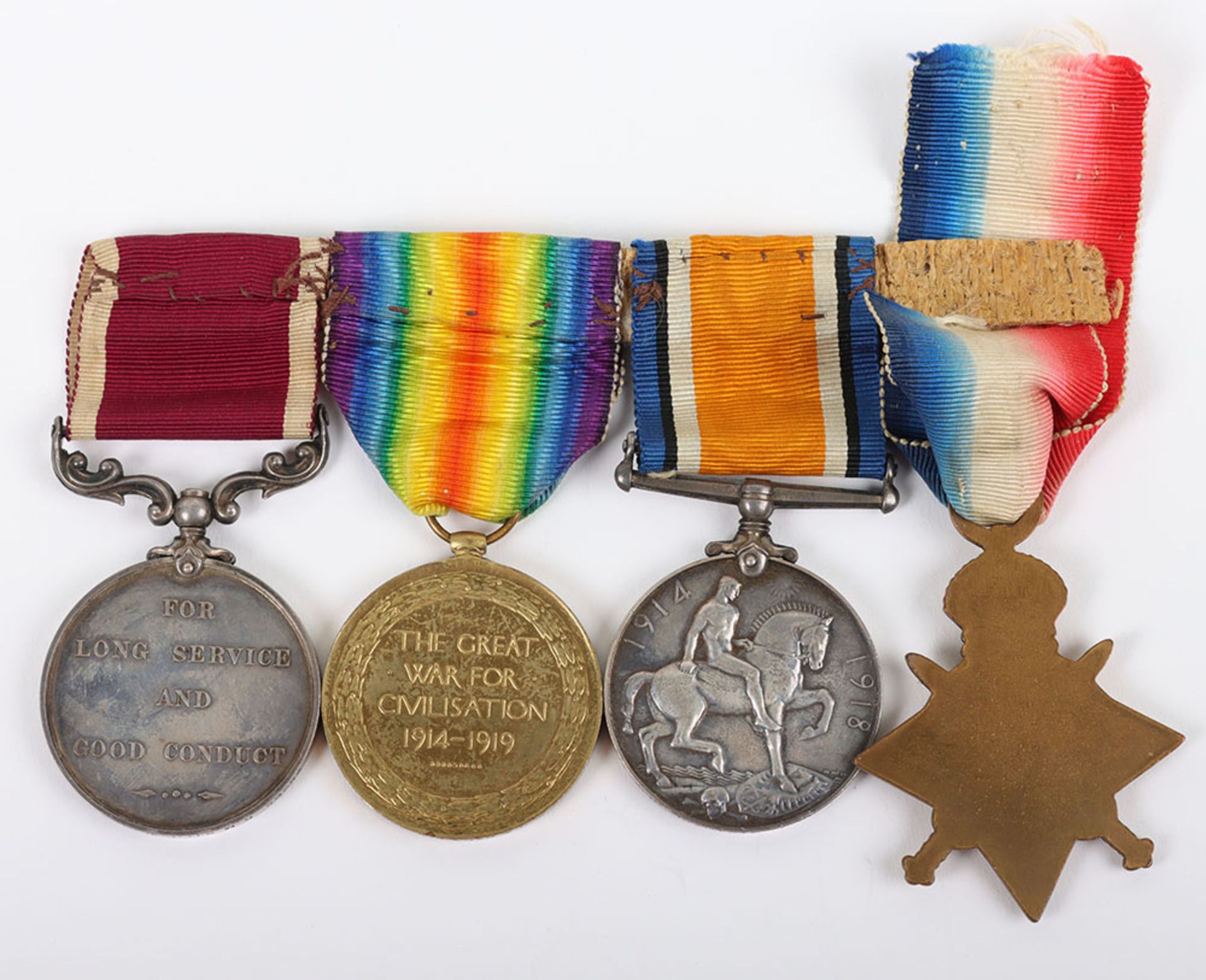 An unusual theatre Great War long service medal group of 4 to a Quarter Master Captain who served fo - Image 6 of 8