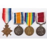 A Great War Long Service medal group of 4 to a Warrant Officer who served 21 years and 79 days in th