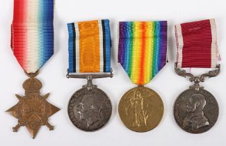 A Great War Long Service medal group of 4 to a Warrant Officer who served 21 years and 79 days in th