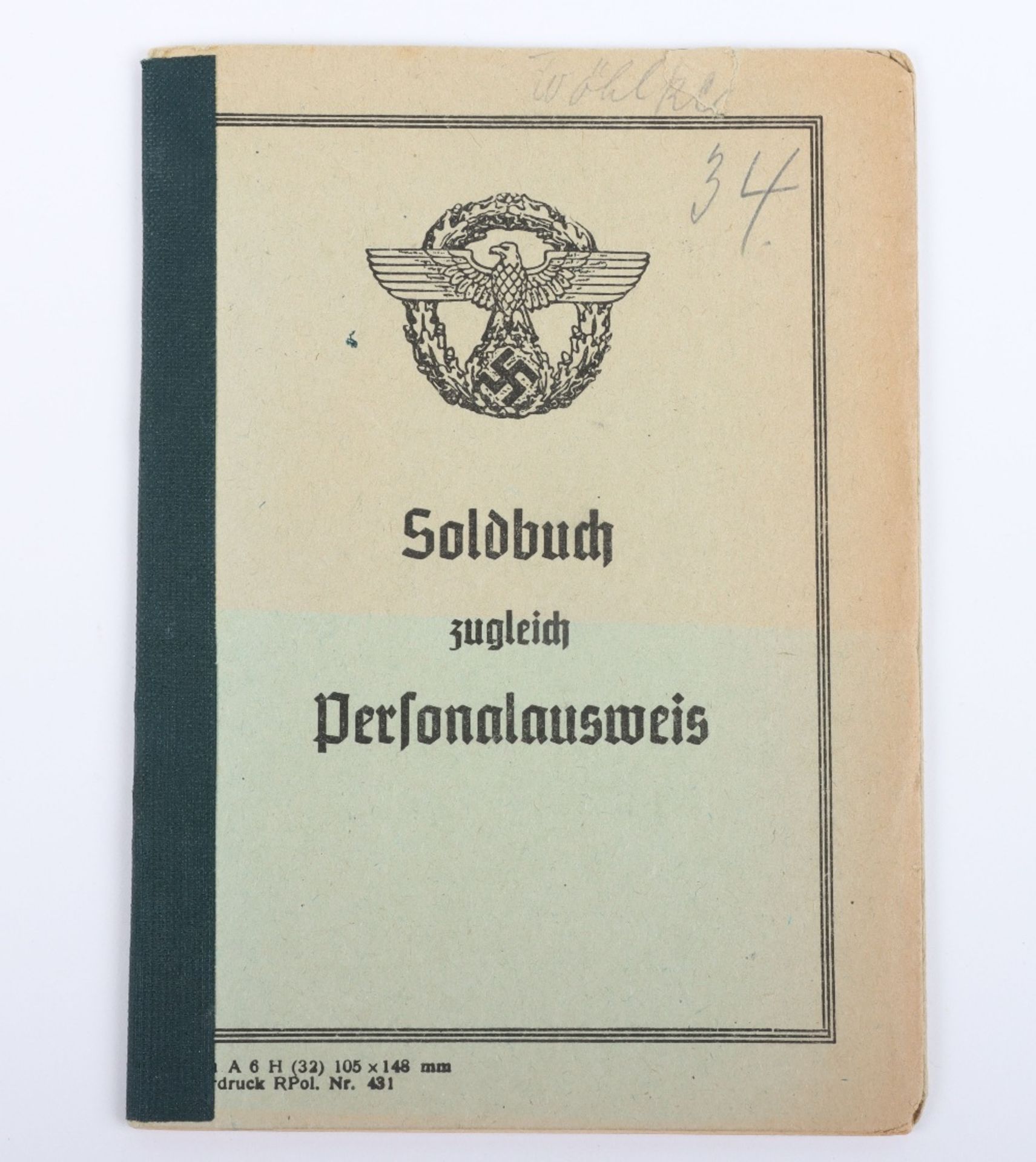 WW2 German Police Soldbuch / ID book to W. Wöhlke, late 1944 issue, Hamburg - Bild 2 aus 14