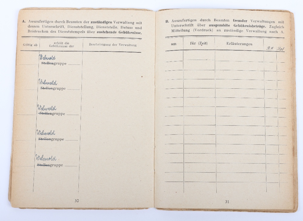 WW2 German SS-Polizei Soldbuch to Oberwachmeister der Reserve R. Holm. Late 1945 issue, Schutzpolize - Image 5 of 7