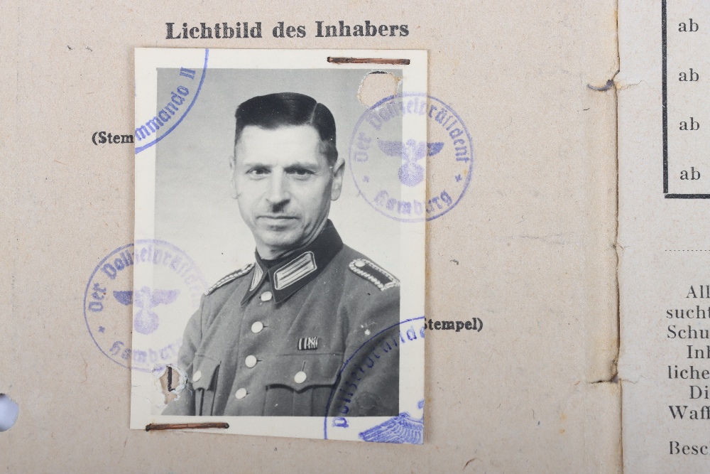 WW2 German SS-Polizei Soldbuch to Oberwachmeister der Reserve R. Holm. Late 1945 issue, Schutzpolize - Image 2 of 7