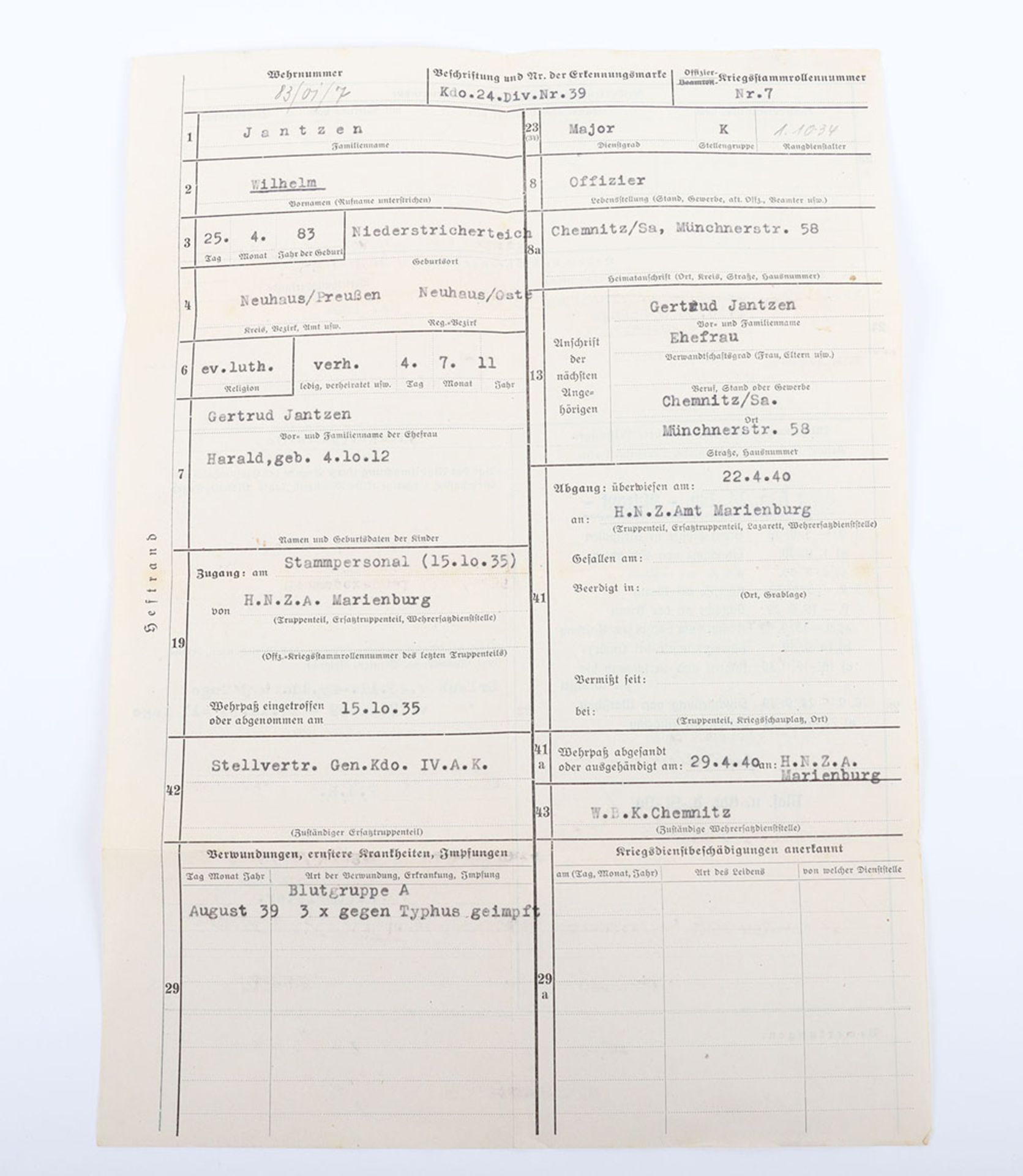 WW2 German Army Wehrpass Issued to Lieutenant Colonel of the Artillery and Later Ordnance Department - Image 4 of 12