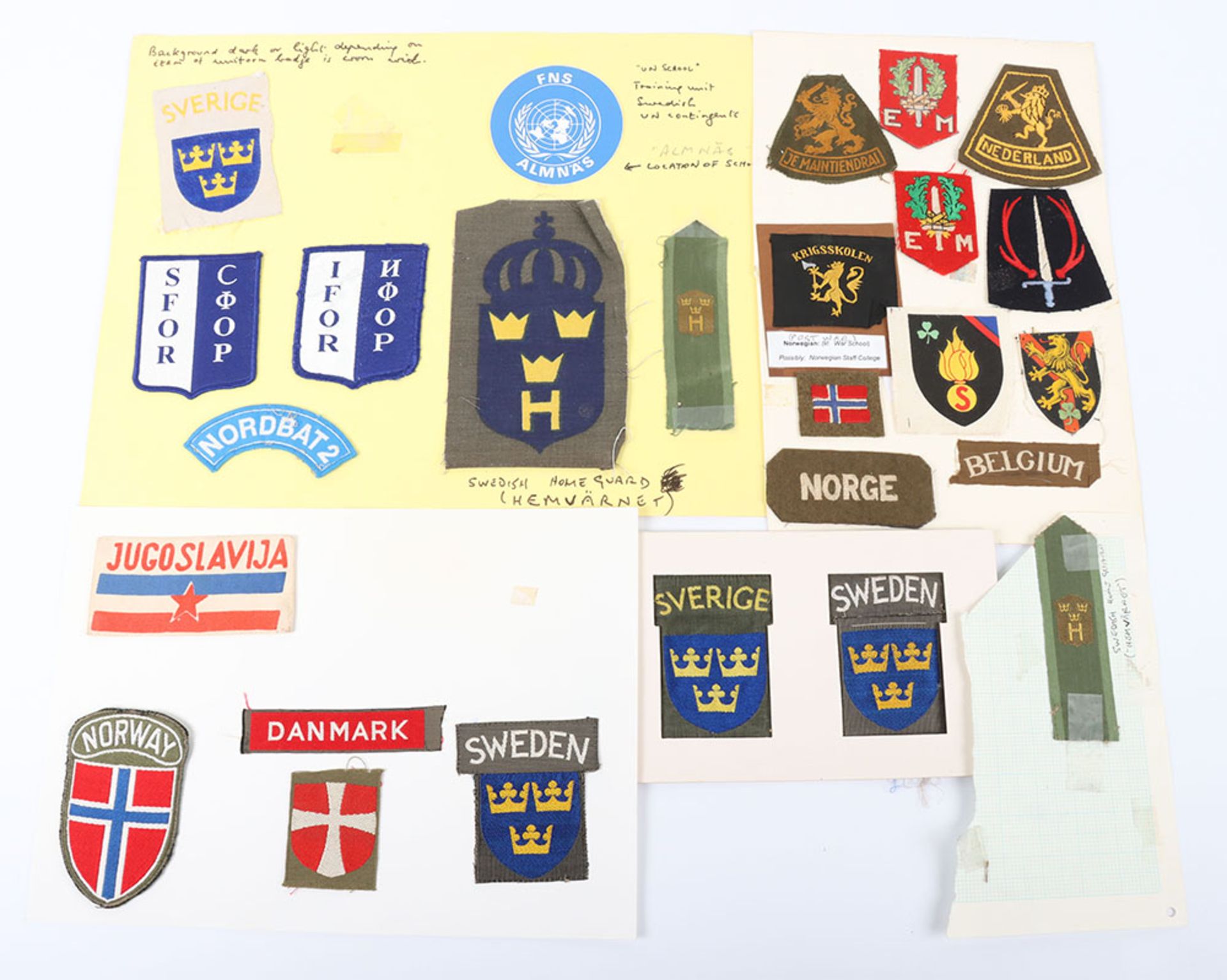 Quantity of various nationalities cloth formation signs and shoulder flashes etc