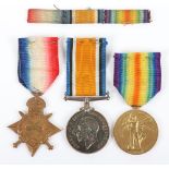 A Great War February 1916 killed in action 1914-15 star medal trio to a coal miner in the 10th Batta