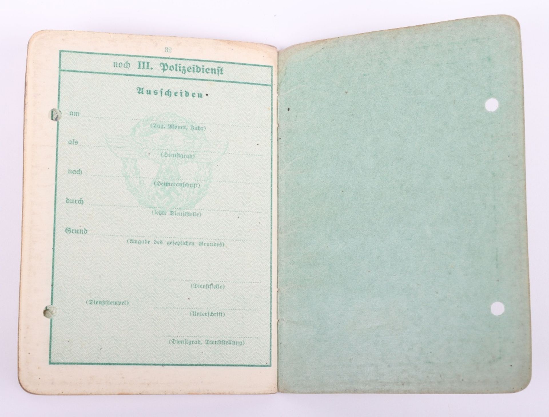 WW2 German Police service book / Polizei Dienstpass to Emil Ewert, Polizei Reserve Hamburg 1941 - Image 10 of 10