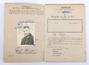 WW2 German SS-Polizei Soldbuch to Hauptwachmeister der Reserve Fritz Krüger. Late, 5 April 1945 issu