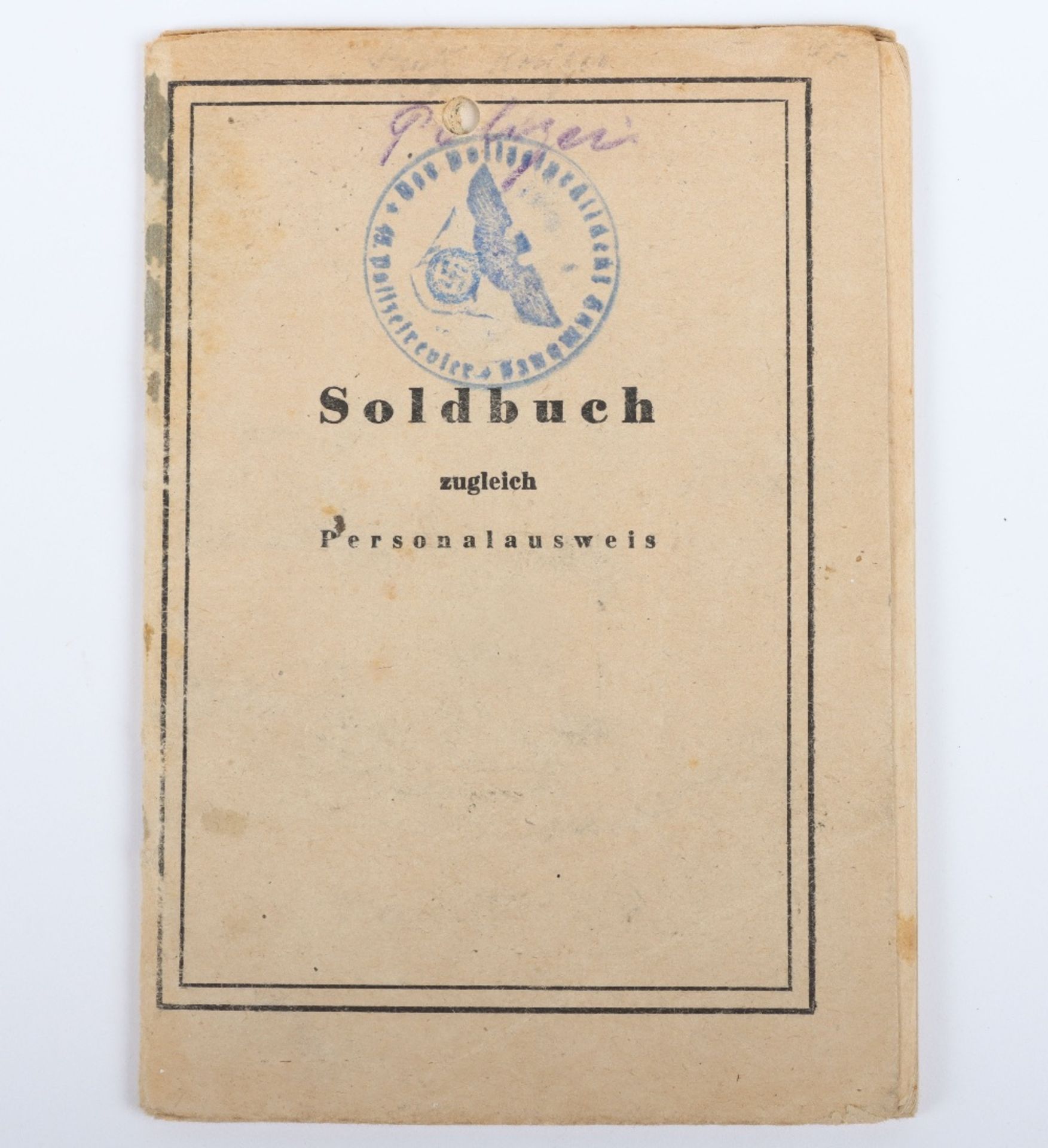WW2 German SS-Polizei Soldbuch to Hauptwachmeister der Reserve Fritz Krüger. Late, 5 April 1945 issu - Bild 9 aus 9