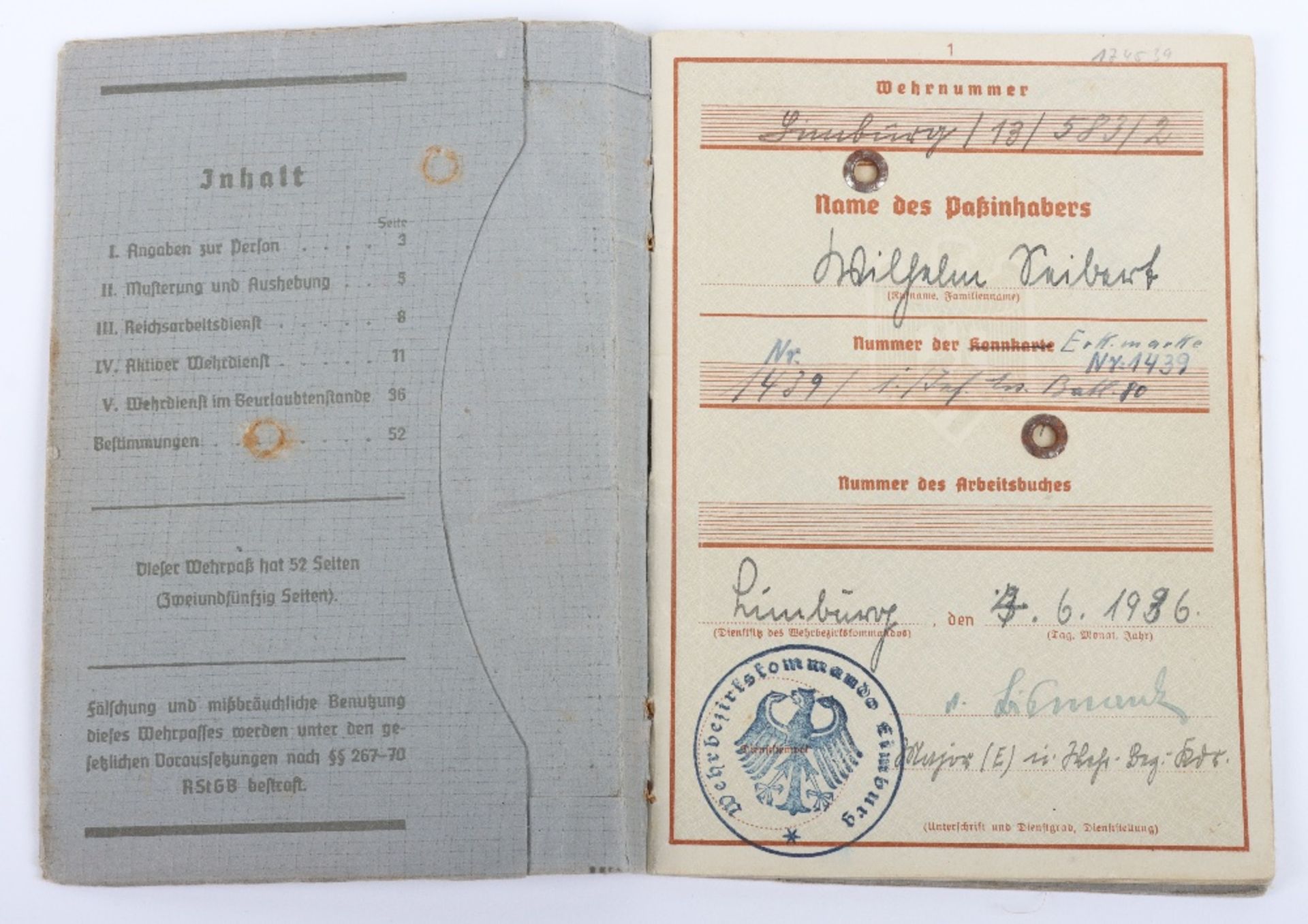 WW2 German Wehrpass to Gefreiter W. Servant, Inf. Reg. 506. KIA Russia 1942 - Bild 5 aus 22