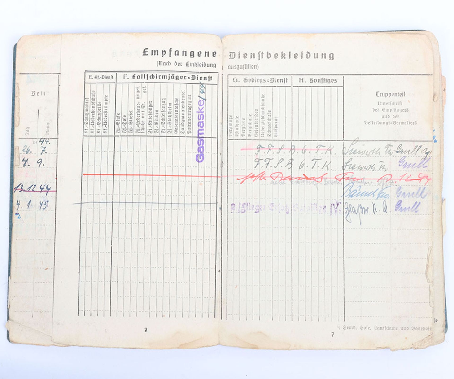 WW2 German Luftwaffe Soldbuch to Obergefreiter Rudolf Grüll, technical ground support personnel - Bild 7 aus 7