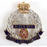 18ct Gold Diamond and Ruby Brooch of the East Lancashire Regiment