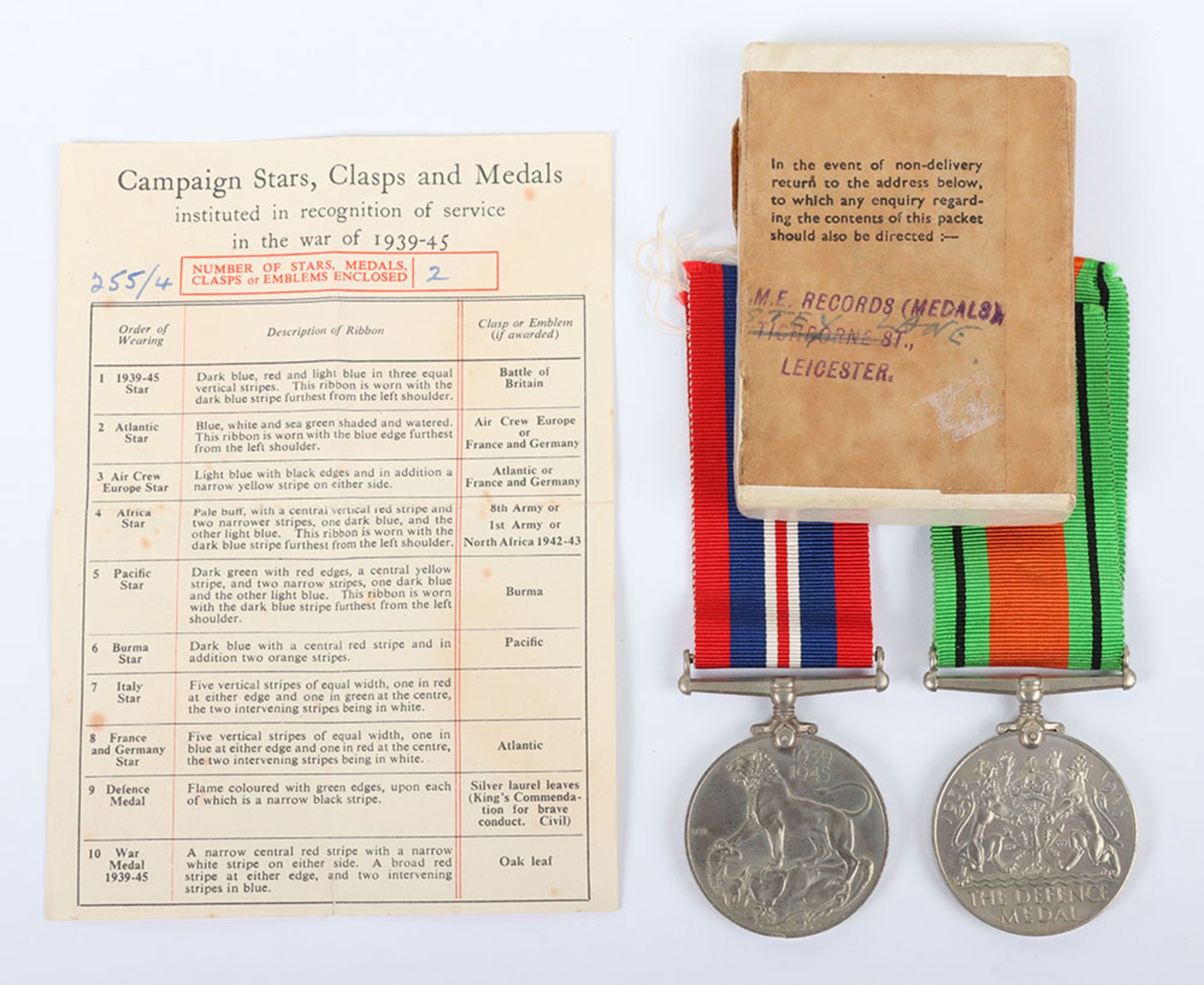 WW2 British Campaign Medal Pair - Bild 2 aus 2