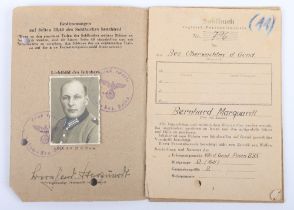WW2 German SS-Polizei Soldbuch to Bez. Oberwachtm. d Gend. B. Marquardt. Shrapnel wound Feb. 1945. C