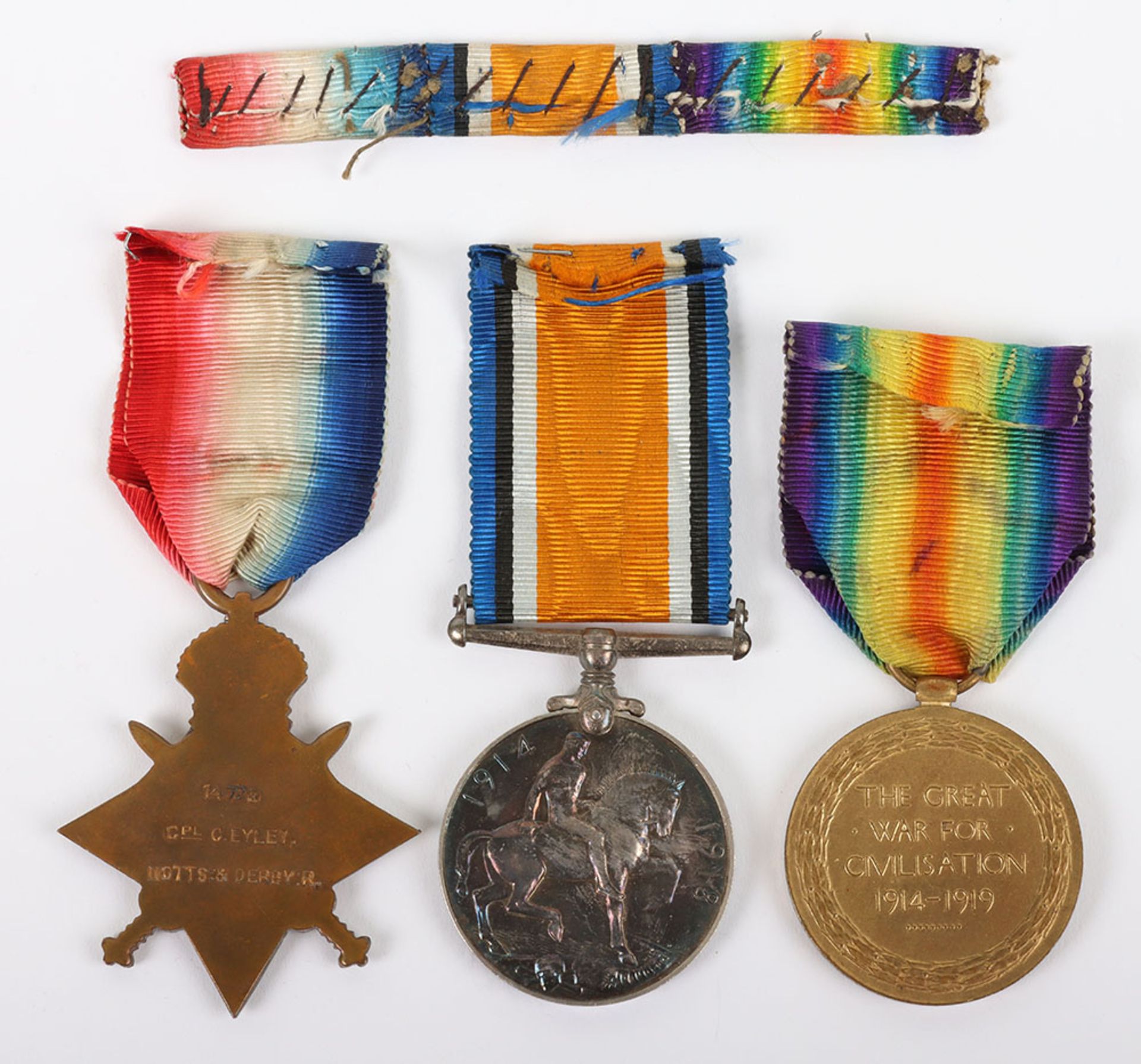 A Great War February 1916 killed in action 1914-15 star medal trio to a coal miner in the 10th Batta - Bild 4 aus 5