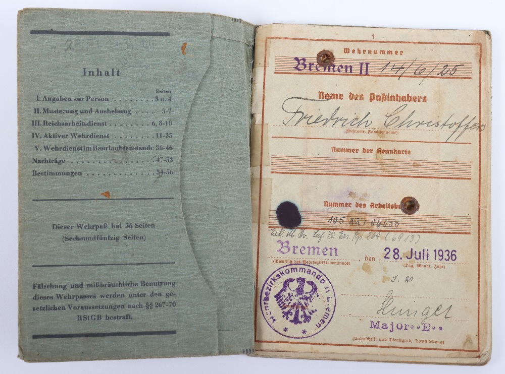 WW2 German Wehrpass to F. Christoffers, Inf. Rgt. 47, Inf. Rgt. 401, Nordfront, Russian Front - Image 3 of 21