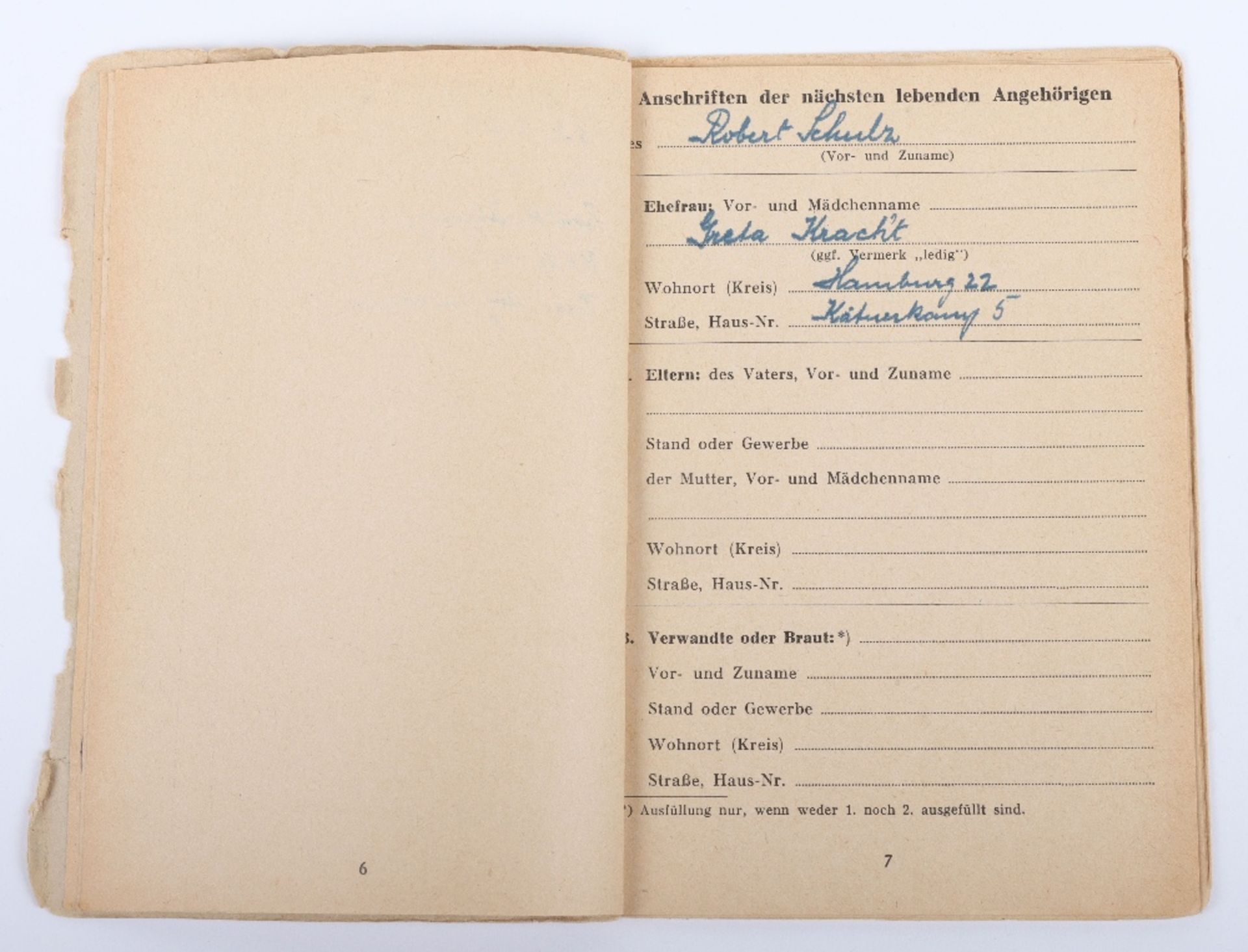 WW2 German SS-Polizei Soldbuch to Oberwachmeister der Reserve Robert Schulz. Late, 1945 issue, Schut - Image 5 of 8