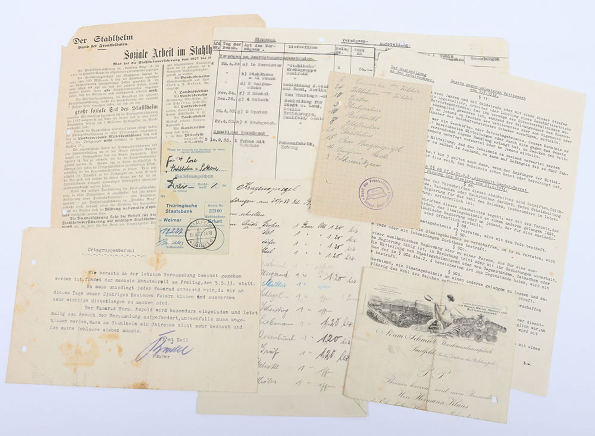 German Third Reich Folder of Stahlhelm Ephemera - Bild 5 aus 11