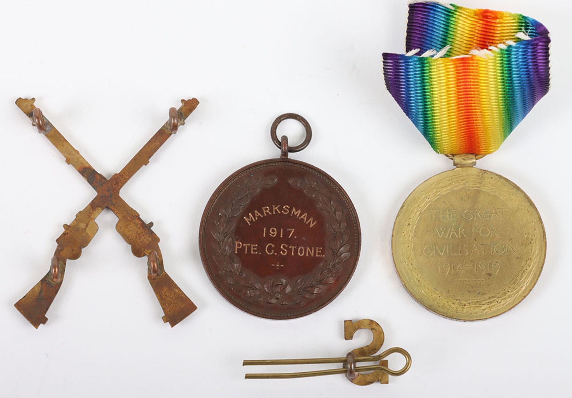 A Great War Victory medal with marksman Regimental prize medal to the East Kent Regiment - Bild 3 aus 3