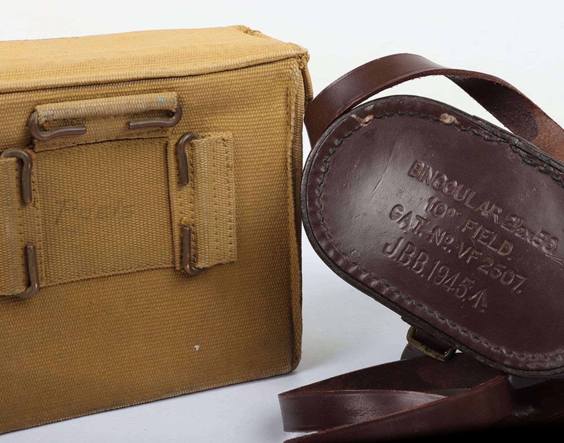 Pair of WW2 British Officers Binoculars in Webbing Carry Case - Image 9 of 10