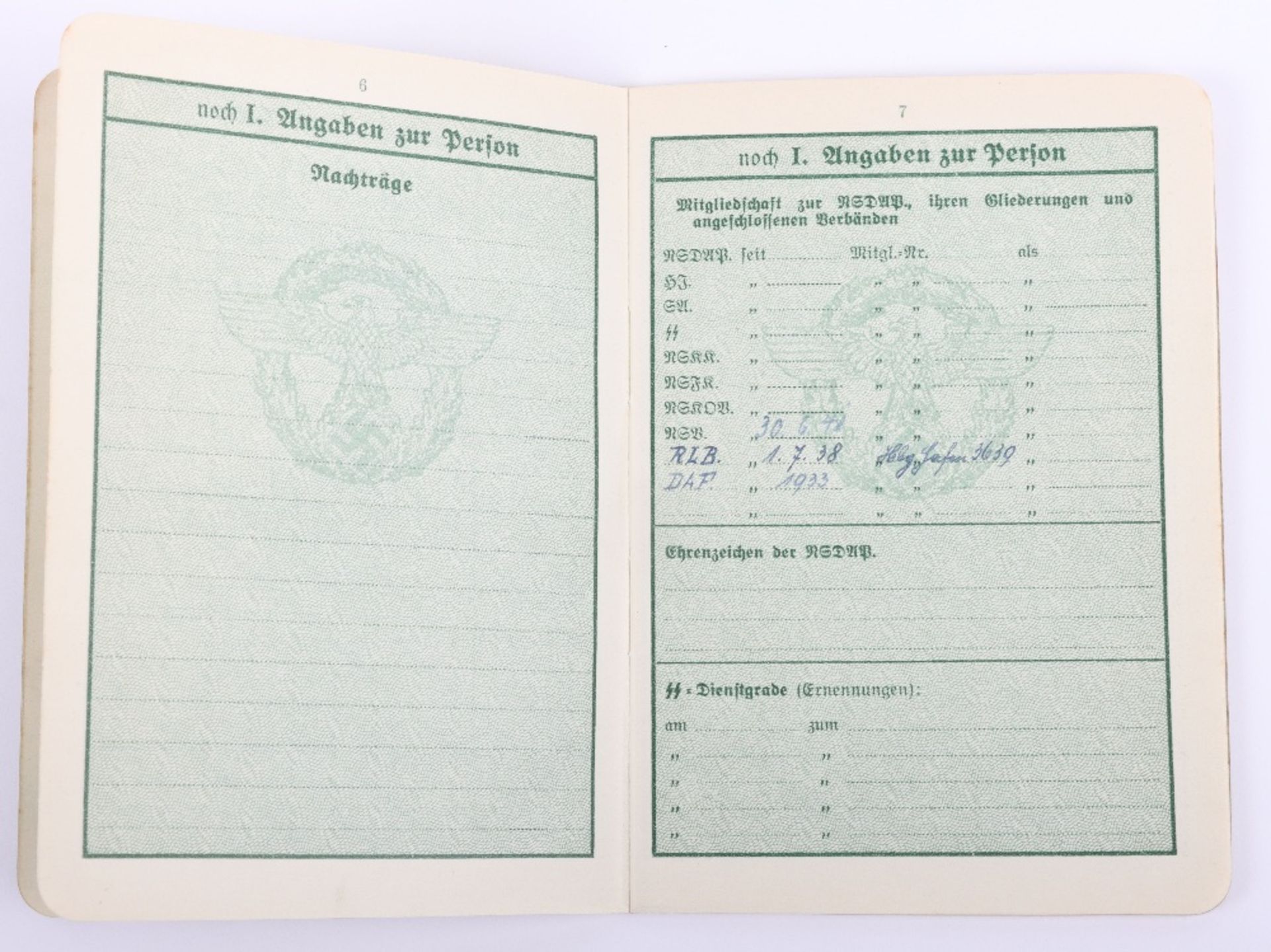 WW2 German Police service book / Polizei Dienstpass to Willy Schlatermund, Polizei Reserve Hamburg 1 - Image 6 of 10