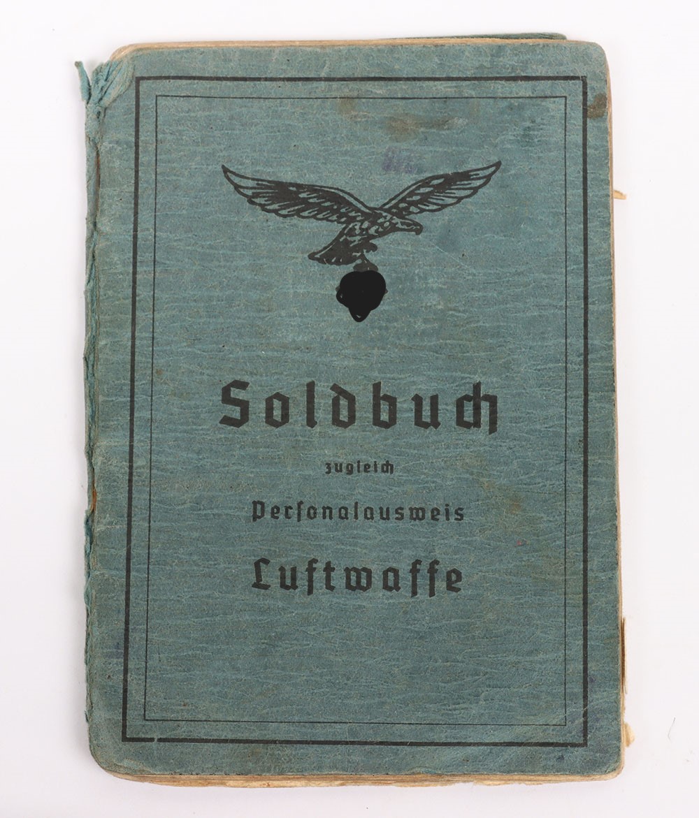 WW2 German Luftwaffe Soldbuch to Obergefreiter Rudolf Grüll, technical ground support personnel