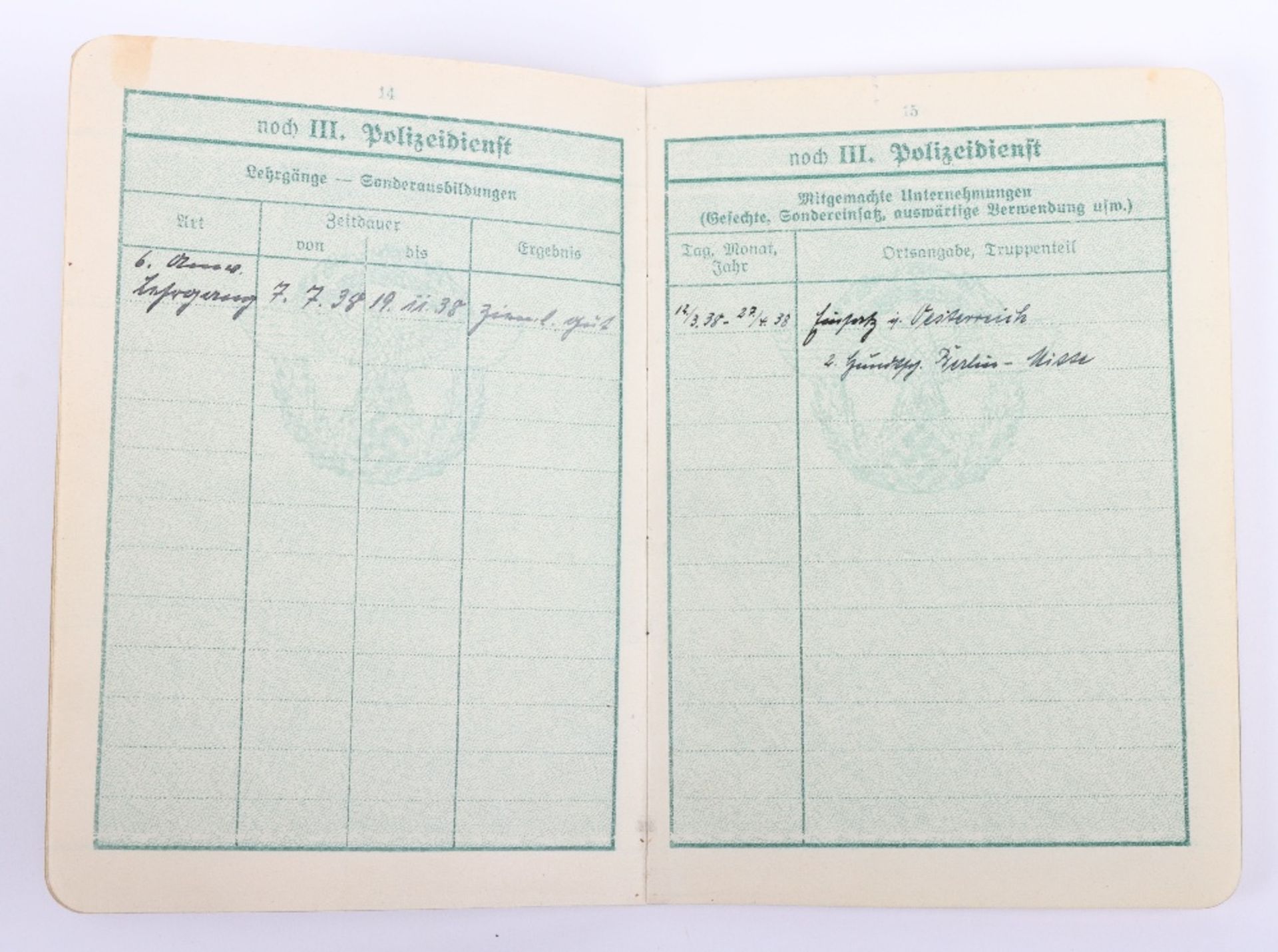 WW2 German Police service book / Polizei Dienstpass to Kurt Falbe from Berlin - Image 9 of 11