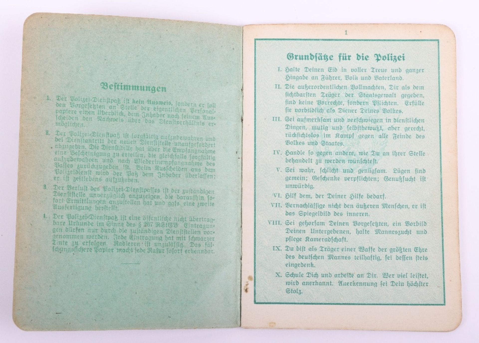 WW2 German Police service book / Polizei Dienstpass to W. Wöhlke, 1942 as Wachmeister d. Schutzpoliz - Bild 3 aus 9