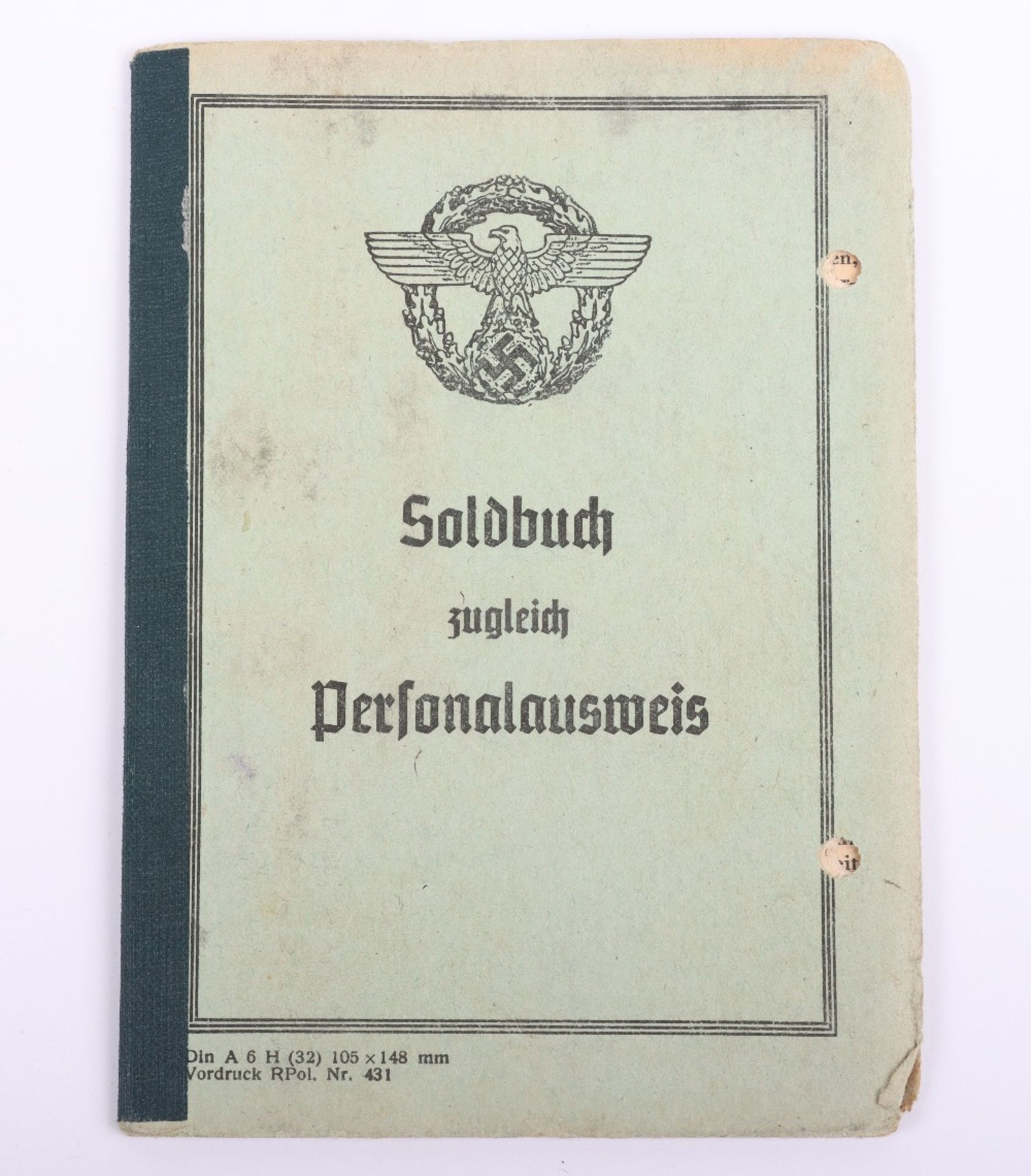 WW2 German Police Soldbuch / ID book to Fritz Bohn, Polizei Reserve Hamburg 1944 - Image 2 of 8