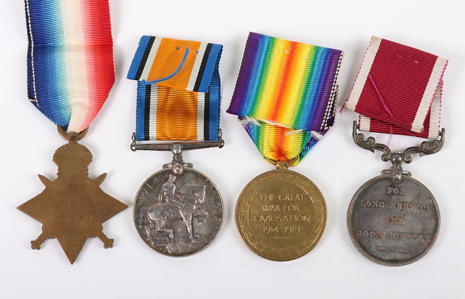 A Great War Long Service medal group of 4 to a Warrant Officer who served 21 years and 79 days in th - Image 6 of 8