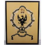 Large Framed Early Regimental Embroidery of the 14th Kings Own Hussars