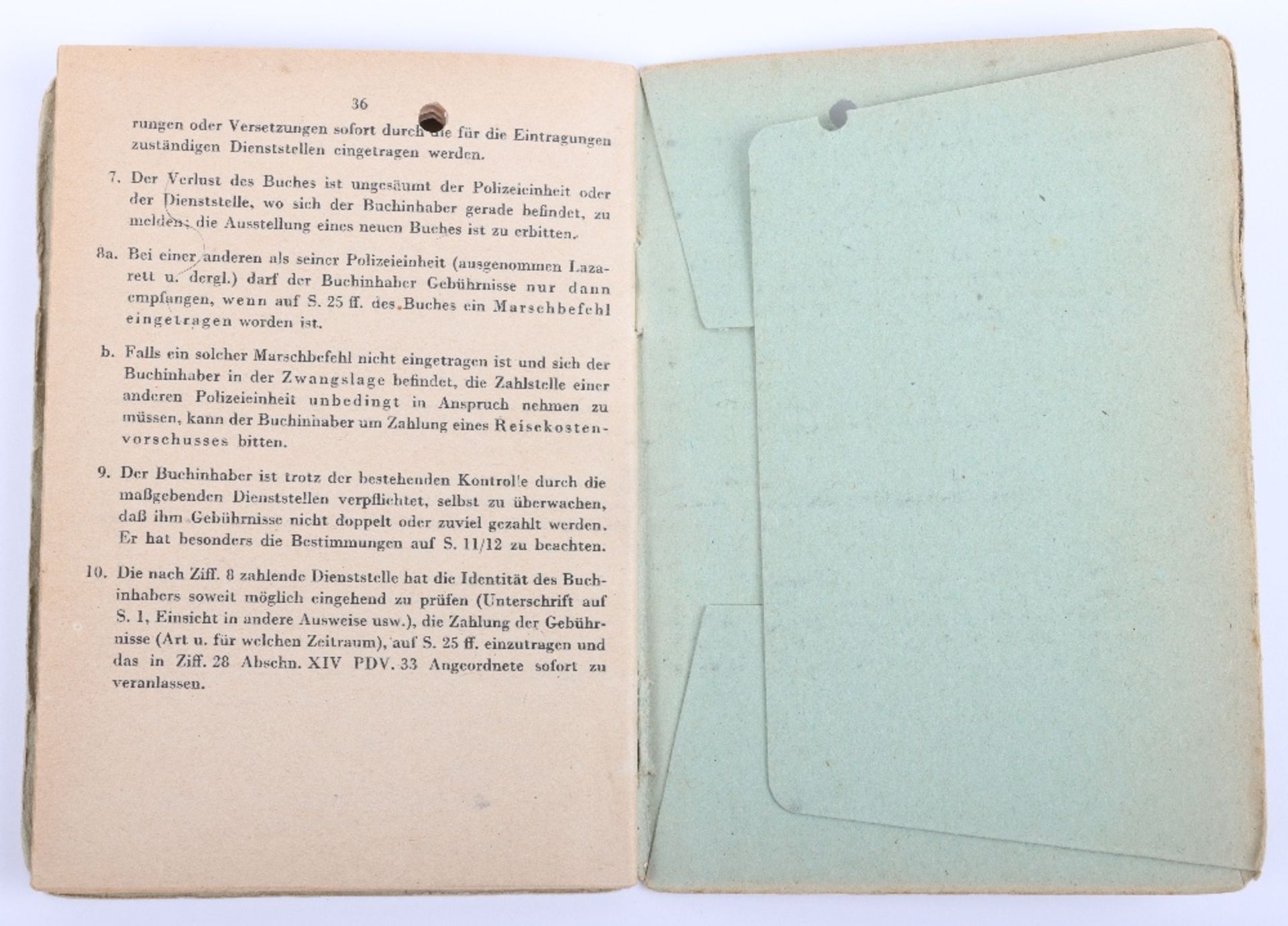 WW2 German Police Soldbuch / ID book to Thilo Linsel, late 1944 issue, Polizei Reserve Hamburg - Bild 11 aus 11