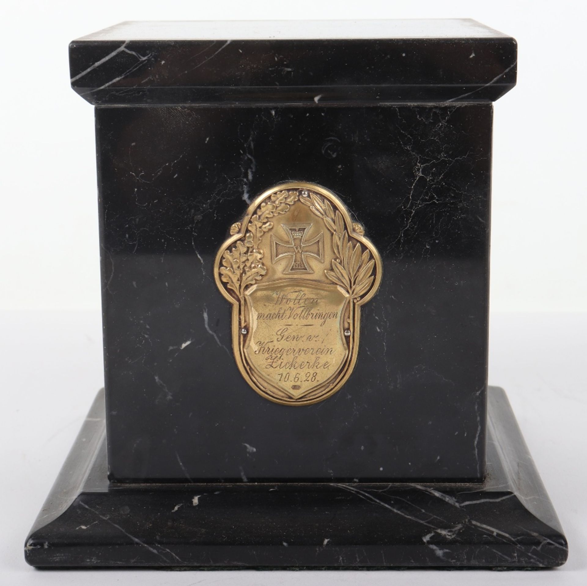 Marble Plinth with Presentation Plaque to Commemorate German War Association