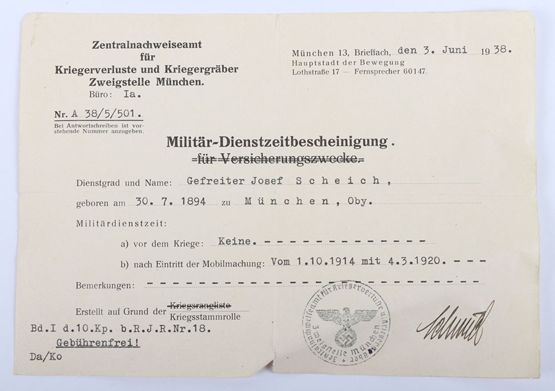 German Third Reich Paperwork - Bild 3 aus 5