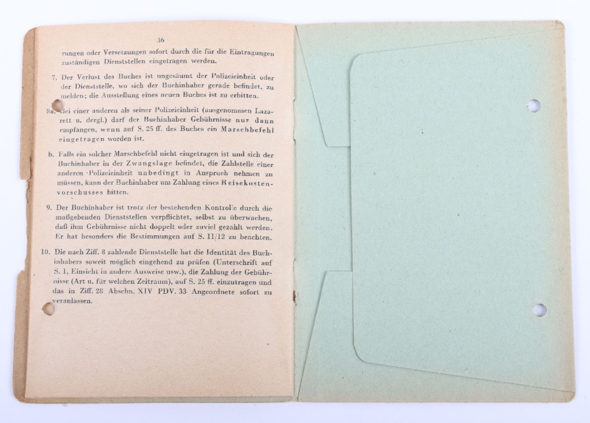 WW2 German Police Soldbuch / ID book to J. Kilian, Polizei Reserve Hamburg 1944 - Image 8 of 8