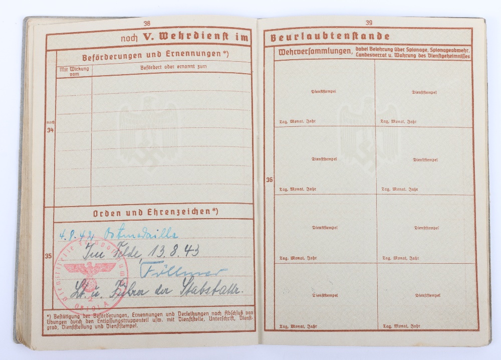 WW2 German Wehrpass to Uffz. Erhard, Art. Rgt.248, Art Rgt 47, KIA Russia 13.8.1943 - Image 19 of 21